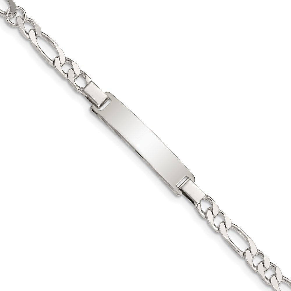 Kazi Luxury Sterling Silver Engraveable ID on Figaro Link Bracelet